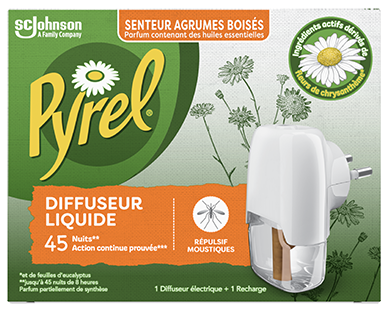 Pyrel® Diffuseur Liquide Repulsif Moustiques Agrumes Boises 45 Nuits