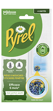 Pyrel® Piège à Mouches et Mouches à Fruits – Stickers Fenêtres Iris Violet  x4 – Sans Insecticides